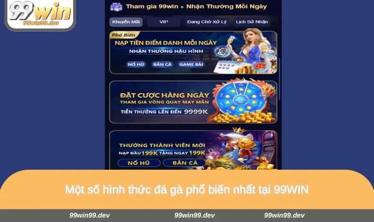 Một số hình thức đá gà phổ biến nhất tại 99WIN