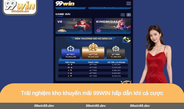 Trải nghiệm kho khuyến mãi 99WIN hấp dẫn khi cá cược